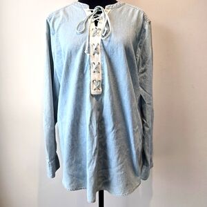 Express Women's Cotton Denim Long Sleeve Tunic Top XL